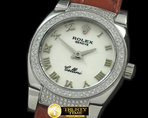 롤렉스 Ladies Mini Cellini SS/LE White Roman Swiss Qtz -ROLCEL047C