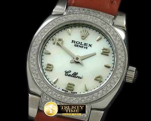 롤렉스 Ladies Mini Cellini SS/LE MOP White Numeral Swiss Q -ROLCEL047F