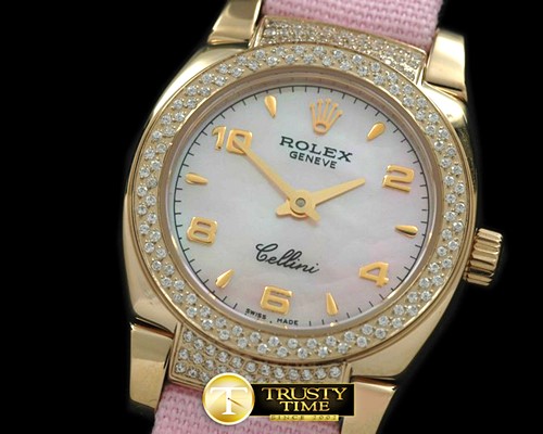 롤렉스 Ladies Mini Cellini YG/LE MOP Pink Num Swiss Quartz -ROLCEL048A