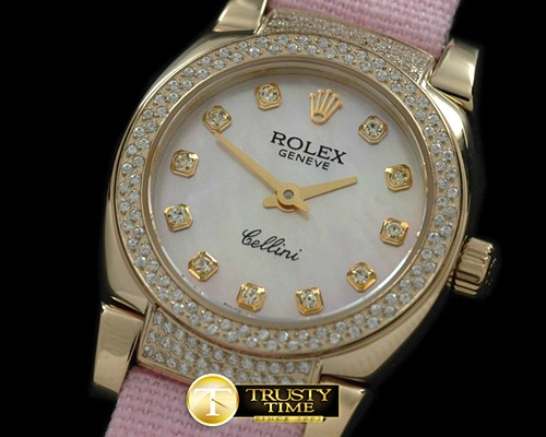 롤렉스 Ladies Mini Cellini YG/LE MOP Pink Diam Swiss Qtz -ROLCEL048C