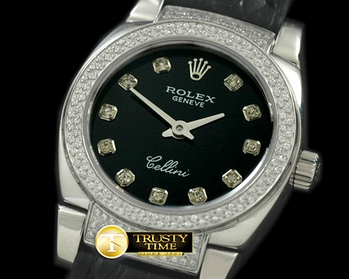 롤렉스 Ladies Mini Cellini SS/LE Black Diam Swiss Qtz -ROLCEL049I