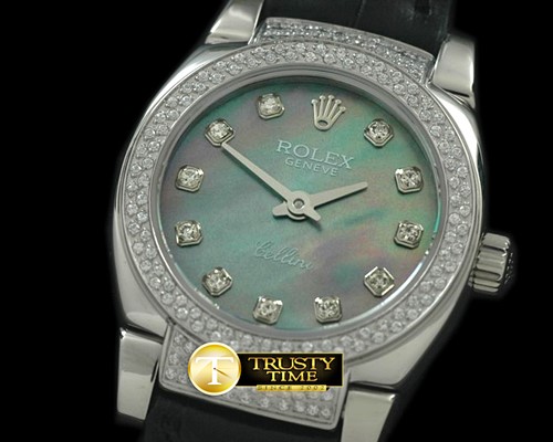 롤렉스 Ladies Mini Cellini SS/LE MOP Green Diam Swiss Qtz -ROLCEL049J