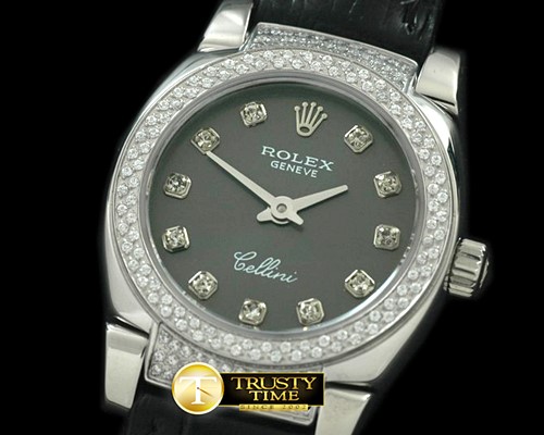 롤렉스 Ladies Mini Cellini SS/LE Grey Diam Swiss Qtz -ROLCEL049L