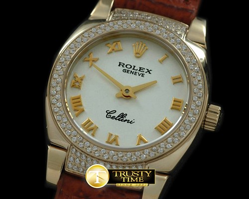 롤렉스 Ladies Mini Cellini YG/LE White Roman Swiss Qtz -ROLCEL050A