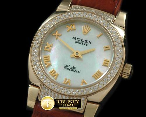 롤렉스 Ladies Mini Cellini YG/LE MOP White Roman Swiss Qtz -ROLCEL050B