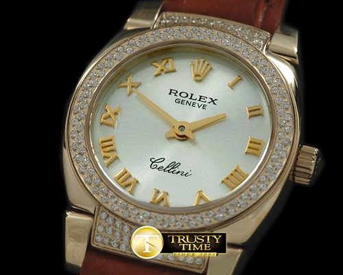 롤렉스 Ladies Mini Cellini YG/LE Silver Roman Swiss Qtz -ROLCEL050D