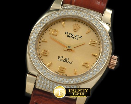 롤렉스 Ladies Mini Cellini YG/LE Gold Num Swiss Qtz -ROLCEL050F