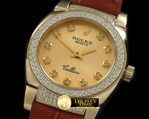 롤렉스 Ladies Mini Cellini YG/LE Gold Diam Swiss Qtz -ROLCEL050I