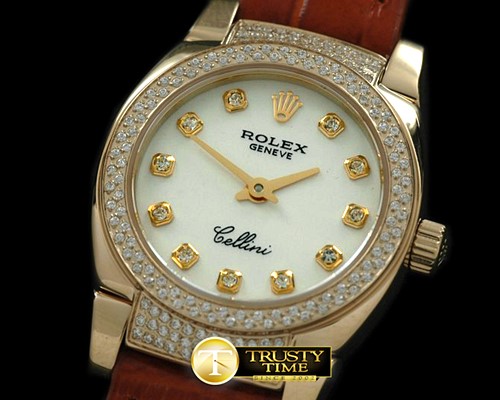 롤렉스 Ladies Mini Cellini YG/LE White Diam Swiss Qtz -ROLCEL050J