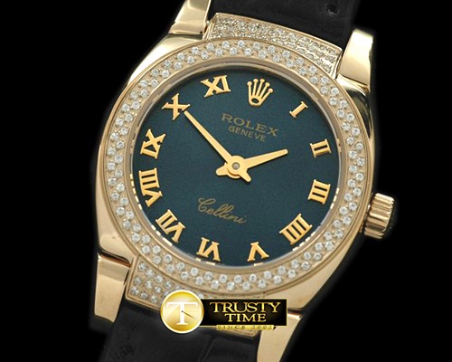 롤렉스 Ladies Mini Cellini YG/LE Blue Roman Swiss Qtz -ROLCEL051D