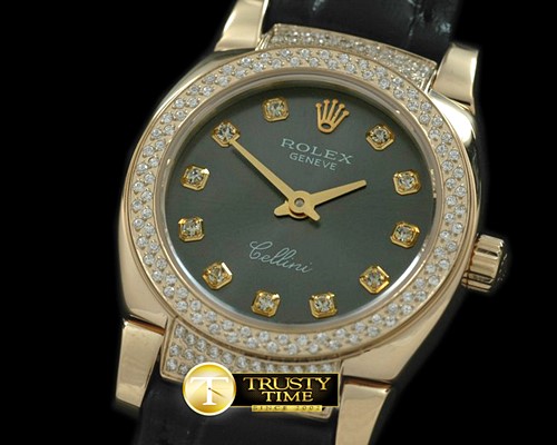 롤렉스 Ladies Mini Cellini YG/LE Grey Diam Swiss Qtz -ROLCEL051G