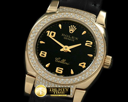 롤렉스 Ladies Mini Cellini YG/LE Black Num Swiss Qtz -ROLCEL051I