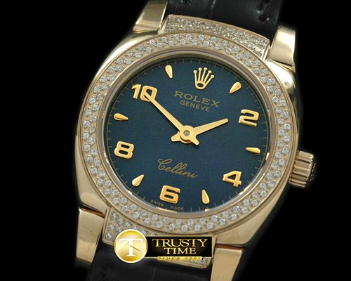 롤렉스 Ladies Mini Cellini YG/LE Blue Num Swiss Qtz -ROLCEL051L