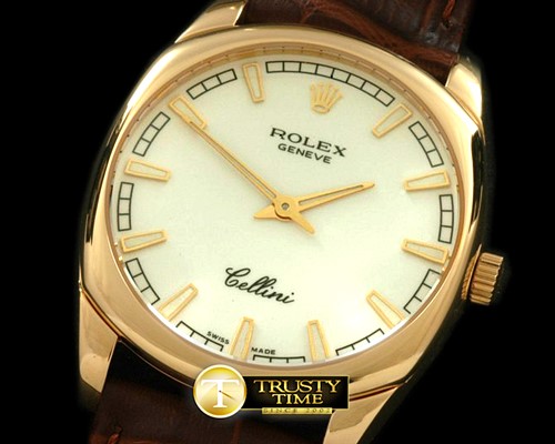 롤렉스 Cellini Danos Men YG/LE White Swiss Quartz -ROLCEL052B