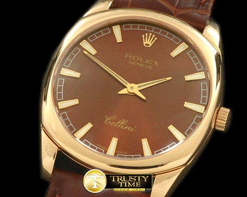 롤렉스 Cellini Danos Men YG/LE Brown Swiss Quartz -ROLCEL052C