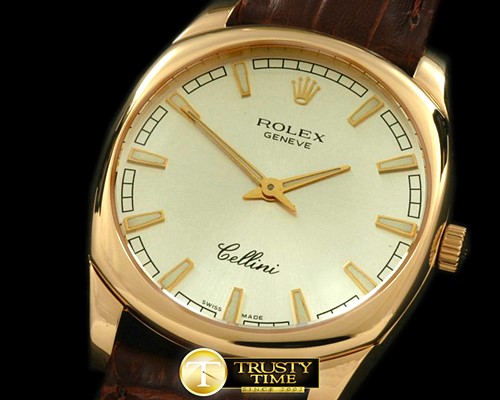 롤렉스 Cellini Danos Men YG/LE Silver Swiss Quartz -ROLCEL052D