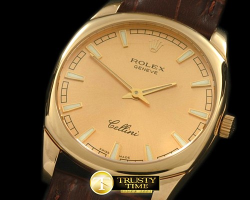 롤렉스 Cellini Danos Men YG/LE Gold Swiss Quartz -ROLCEL052E