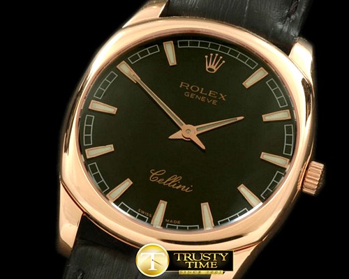 롤렉스 Cellini Danos Men RG/LE Black Swiss Quartz -ROLCEL054A