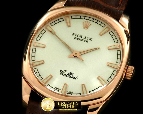 롤렉스 Cellini Danos Men RG/LE White Swiss Quartz -ROLCEL054B