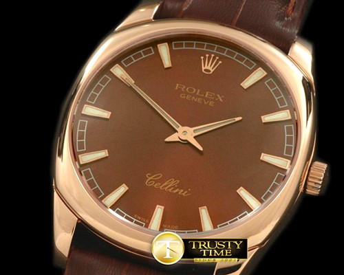 롤렉스 Cellini Danos Men RG/LE Brown Swiss Quartz -ROLCEL054C