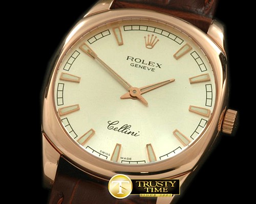 롤렉스 Cellini Danos Men RG/LE Silver Swiss Quartz -ROLCEL054D