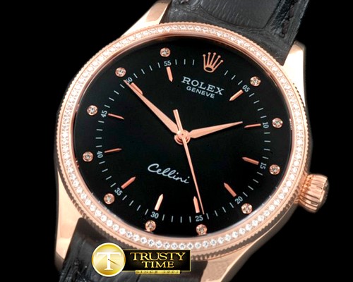 롤렉스 2014 Cellini Time RG/LE Black Asia 2824 -ROLCEL065A