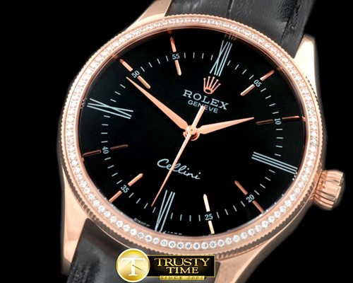 롤렉스 2014 Cellini Time RG/LE Black Asia 2824 -ROLCEL065B