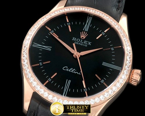 롤렉스 2014 Cellini Time RG/LE Black Asia 2824 -ROLCEL065D