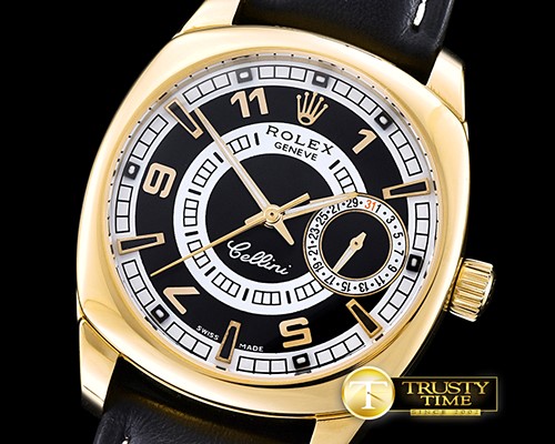 롤렉스 Cellini Date YG/LE Blk/Wht Num/Sticks Asia 2824 -ROLCEL071F