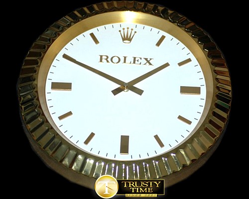 롤렉스 Dealer Clock SuperOcean Style YG/Wht Swiss Quartz -ROLCLK011