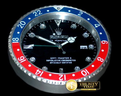 롤렉스 Dealer Clock GMT Style Black Blue/Red Swiss Quartz -ROLCLK022