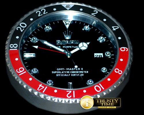 롤렉스 Dealer Clock GMT Style Black Black/Red Swiss Quartz -ROLCLK024