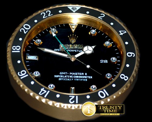 롤렉스 Dealer Clock GMT Style Black Swiss Quartz -ROLCLK025