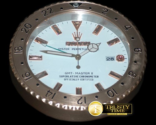 롤렉스 Dealer Clock GMT Style White Gold Swiss Quartz -ROLCLK026