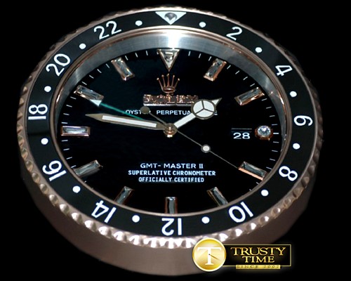롤렉스 Dealer Clock GMT Style Black Black Swiss Quartz -ROLCLK028