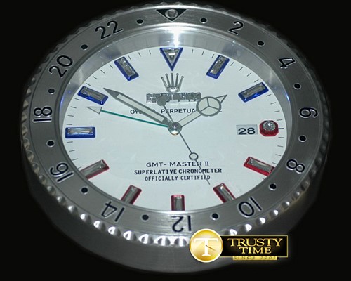 롤렉스 Dealer Clock GMT Style White Steel Swiss Quartz -ROLCLK029