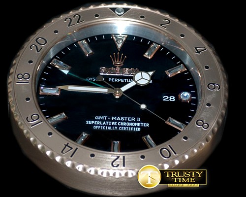 롤렉스 Dealer Clock GMT Style Black Gold Swiss Quartz -ROLCLK032