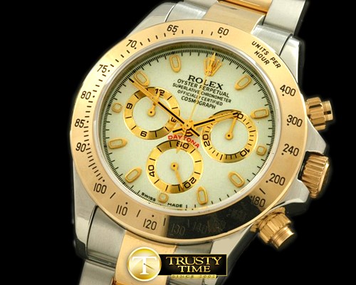 롤렉스 Daytona 116523 YG/SS White Stick A7750 Sec@6 -ROLDYT0111A