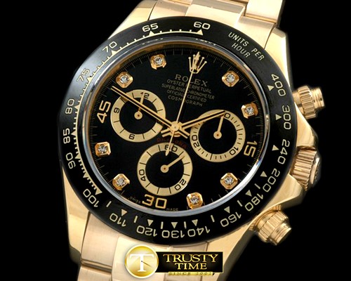 롤렉스 Daytona 116528 YG/YG Black Diam A7750 Sec@6 -ROLDYT0138D