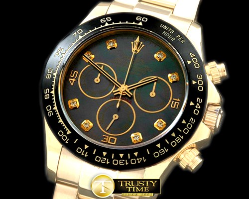 롤렉스 Daytona 116528 YG/YG MOP Black Diam A7750 Sec@6 -ROLDYT0138F