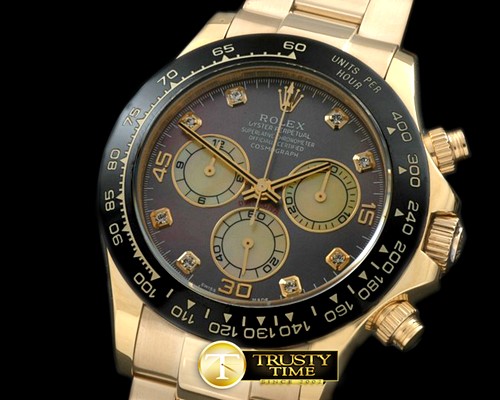 롤렉스 Daytona 116528 YG/YG MOP Grey Diam A7750 Sec@6 -ROLDYT0138G