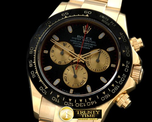 롤렉스 Daytona 116528 YG/YG Black Stk A7750 Sec@6 -ROLDYT0139B