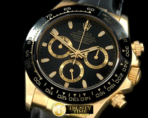 롤렉스 Daytona 116528 YG/LE Black Stk A7750 Sec@6 28800 -ROLDYT0141A