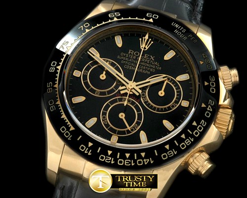 롤렉스 Daytona 116528 YG/LE Black Stk A7750 Sec@6 28800 -ROLDYT0141B