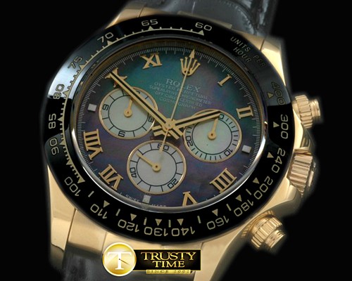 롤렉스 Daytona 116528 YG/LE MGreen Roman A7750 Sec@6 -ROLDYT0141E