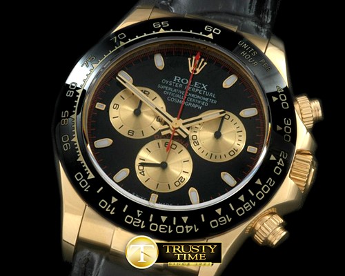 롤렉스 Daytona 116528 YG/LE Blk Stk Roman A7750 Sec@6 -ROLDYT0142A