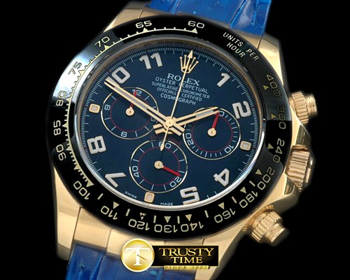 롤렉스 Daytona 116528 YG/LE Blue Num A7750 Sec@6 -ROLDYT0142B