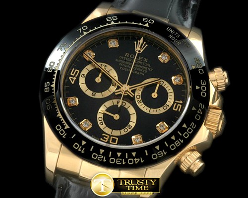 롤렉스 Daytona 116528 YG/LE Black Diam A7750 Sec@6 -ROLDYT0142F