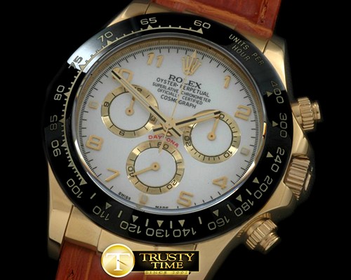 롤렉스 Daytona 116528 YG/LE Wht Num A7750 Sec@6 -ROLDYT0143E