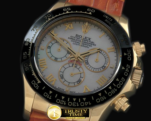 롤렉스 Daytona 116528 YG/LE MWht Roman A7750 Sec@6 -ROLDYT0143F
